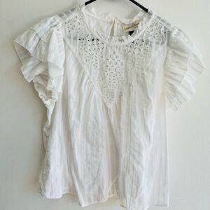 Universal Thread White Eyelet Ruffle Blouse